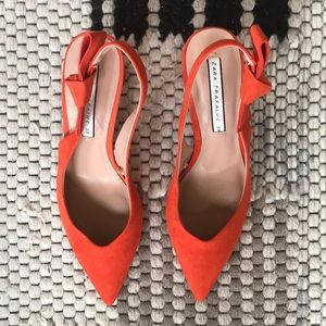 Zara Heeled Slingback Pointed Toe Pump With Bow